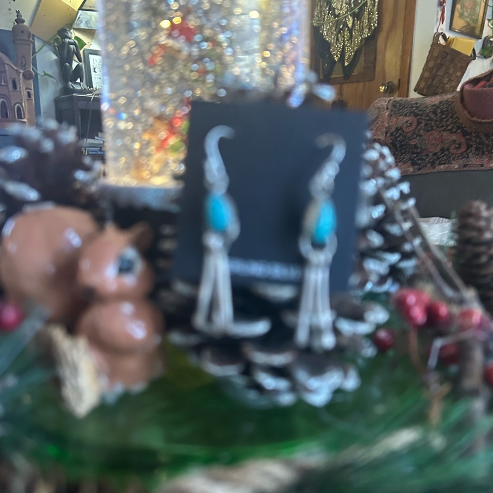 925 white water turquoise earrings - Picture 2 of 4